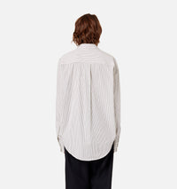 Chemise boxy rayée à poignets boutonnés - Black & Off White