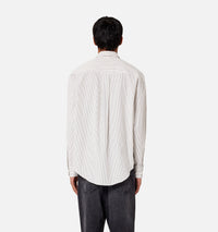 Chemise boxy rayée à poignets boutonnés - Black & Off White