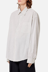 Chemise boxy rayée à poignets boutonnés - Black & Off White
