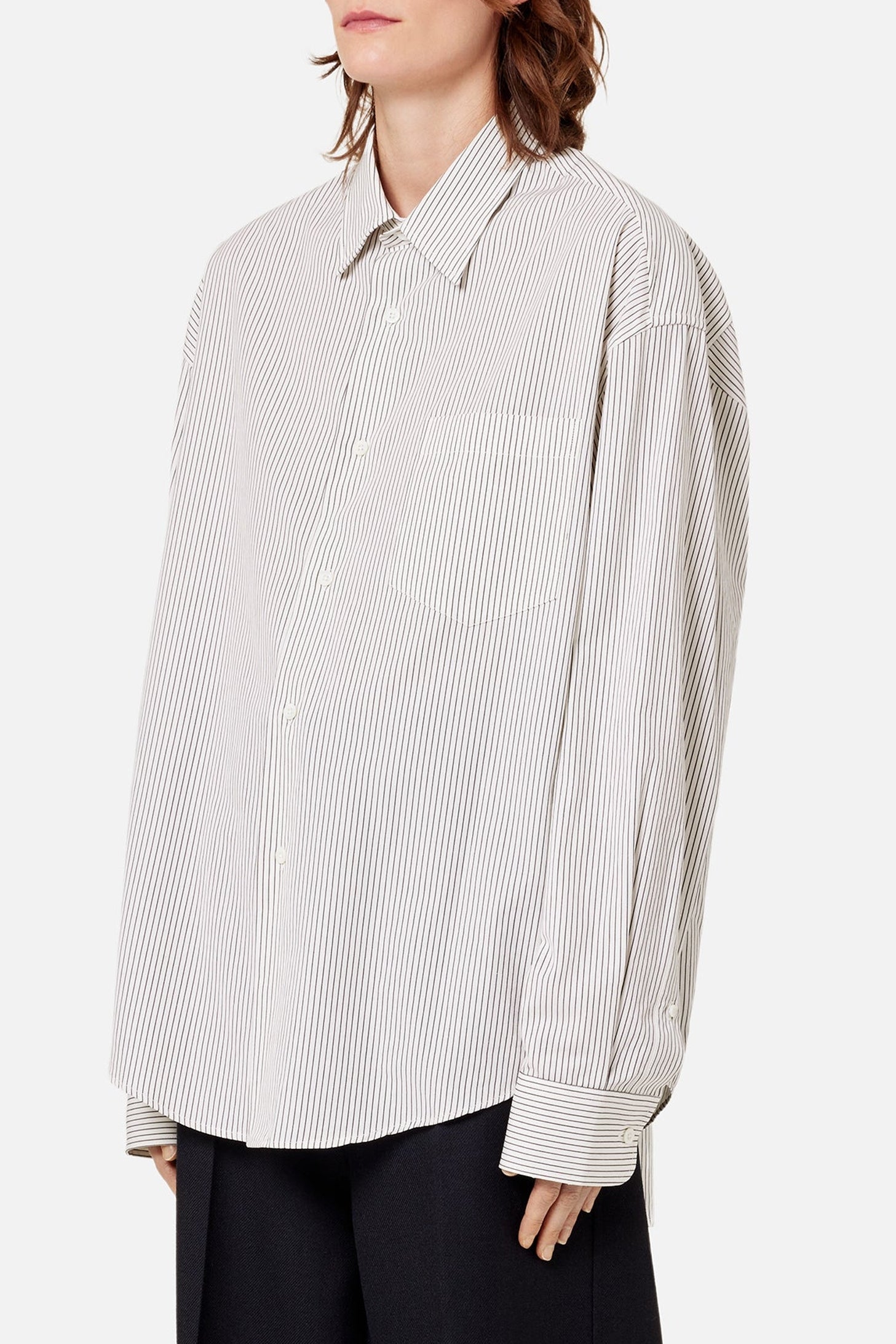 Chemise boxy rayée à poignets boutonnés - Black & Off White