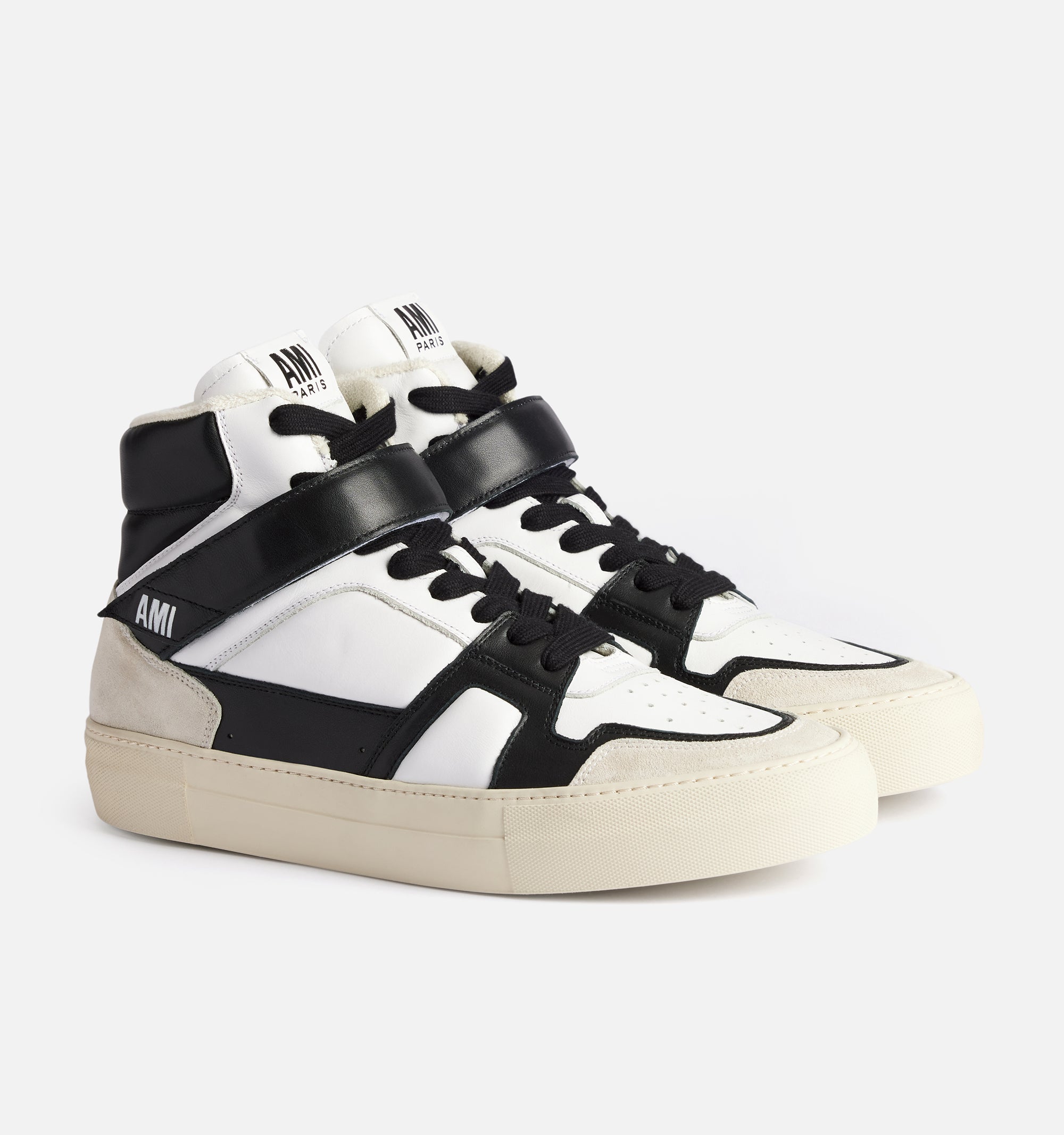 Sneakers montantes Ami de Cœur en cuir - White & Black