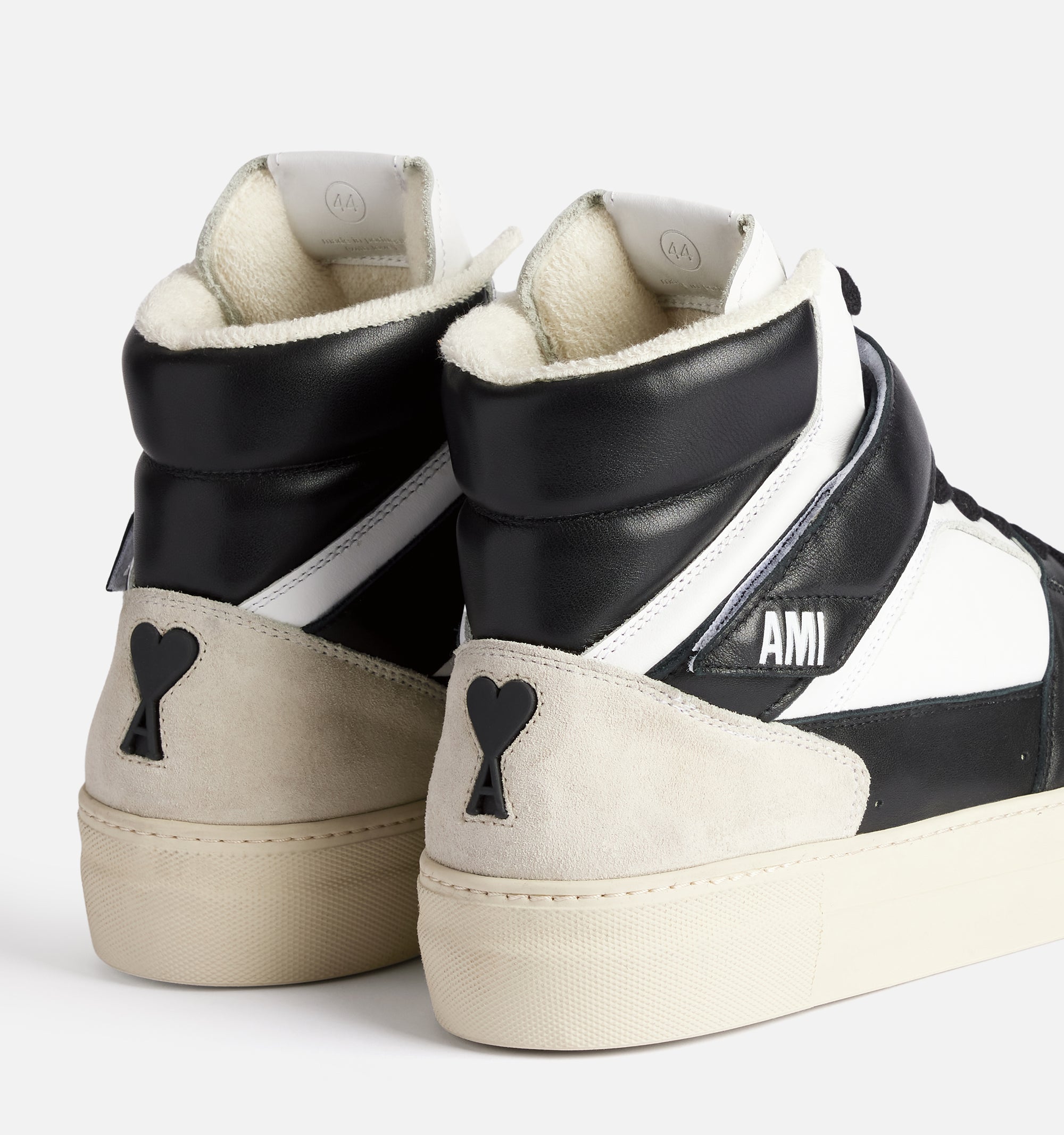 Sneakers montantes Ami de Cœur en cuir - White & Black