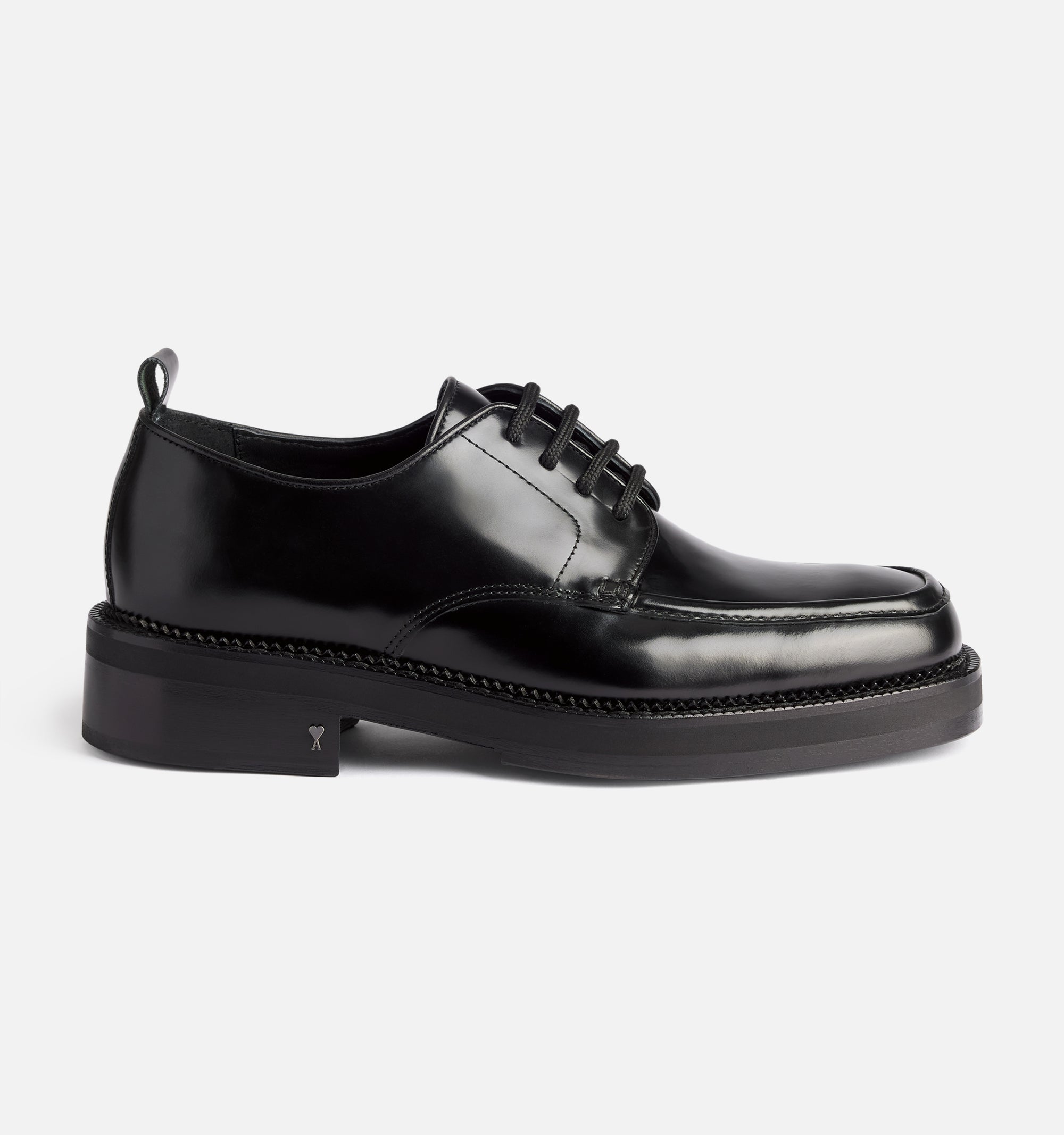 Derbies à bouts carrés en cuir - Black