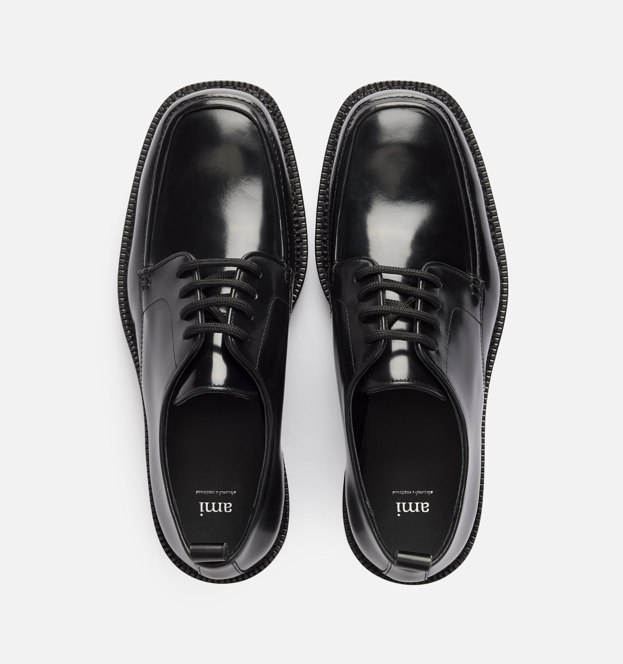 Derbies à bouts carrés en cuir - Black