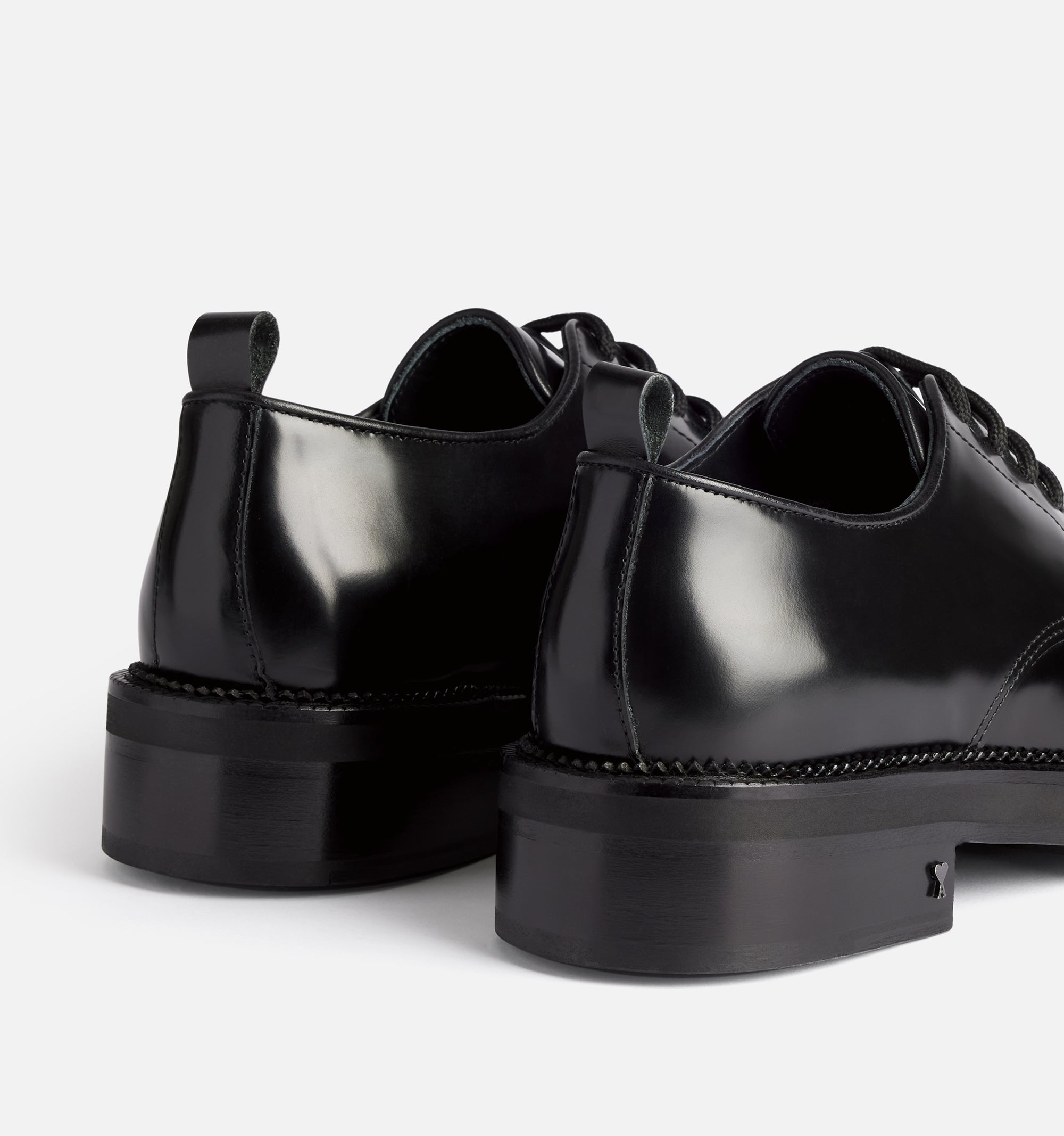 Derbies à bouts carrés en cuir - Black
