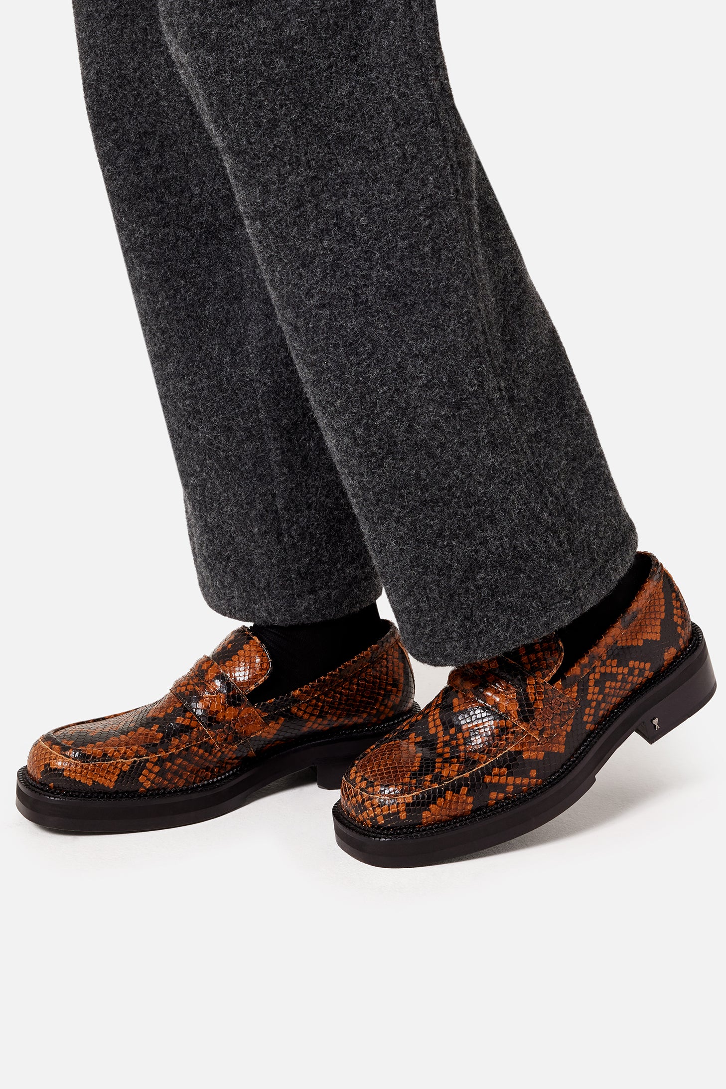 Mocassins à bouts carrés en cuir - Cognac