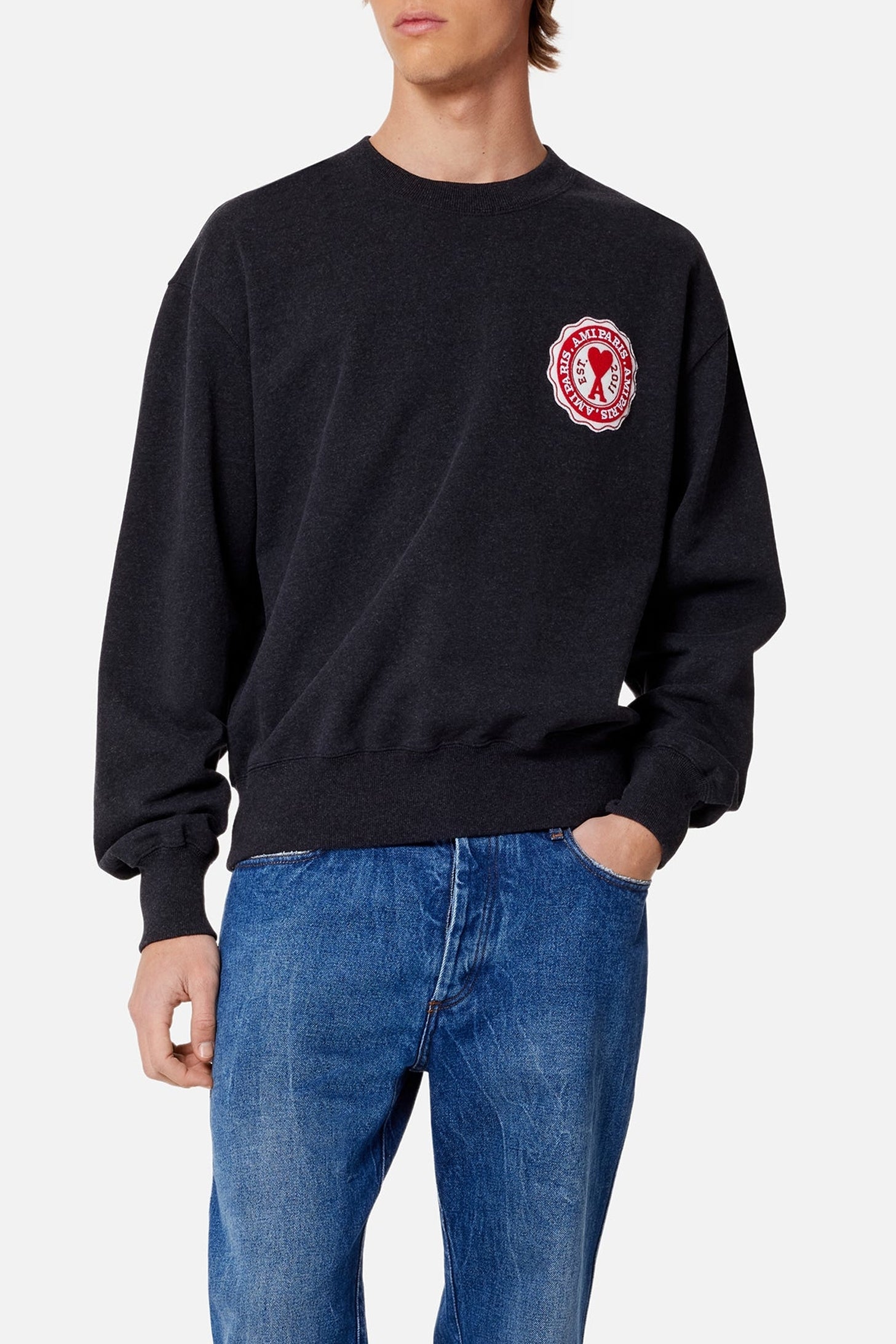 Sweatshirt Ami de Cœur avec patch - Anthracite