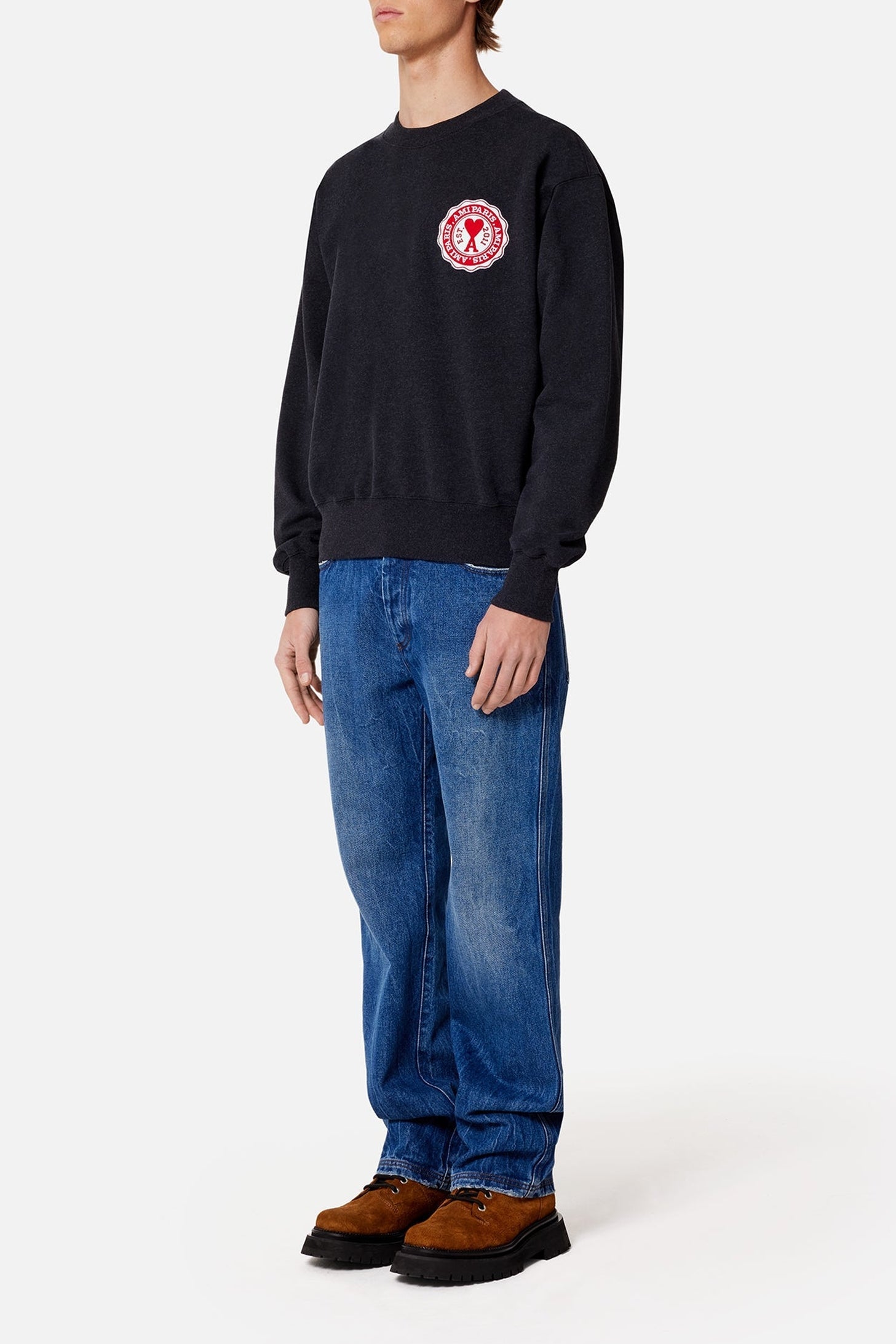 Sweatshirt Ami de Cœur avec patch - Anthracite