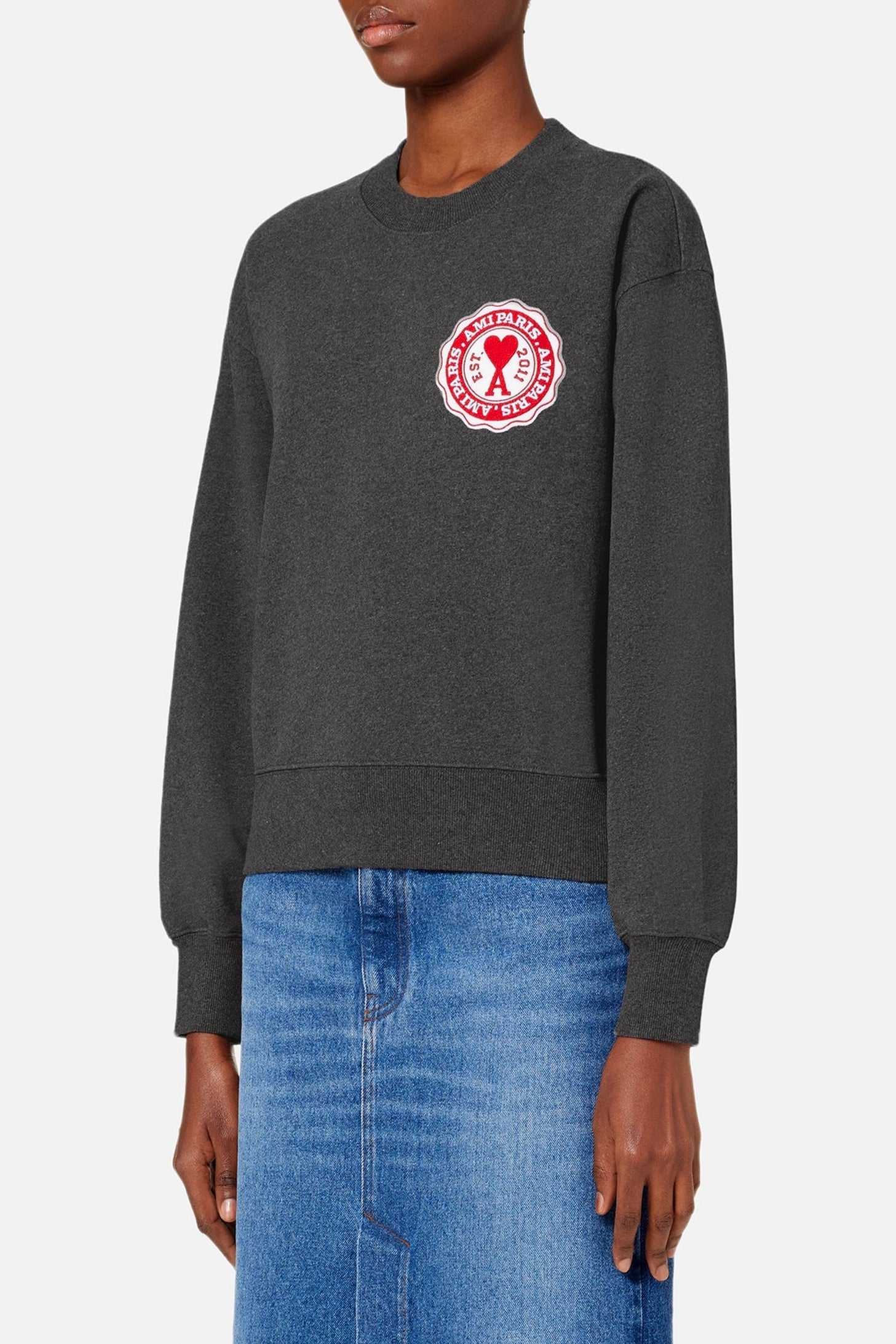 Sweatshirt Ami de Cœur avec patch - Heather Grey