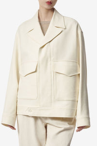 Veste oversize boutonnée en laine - Ivory
