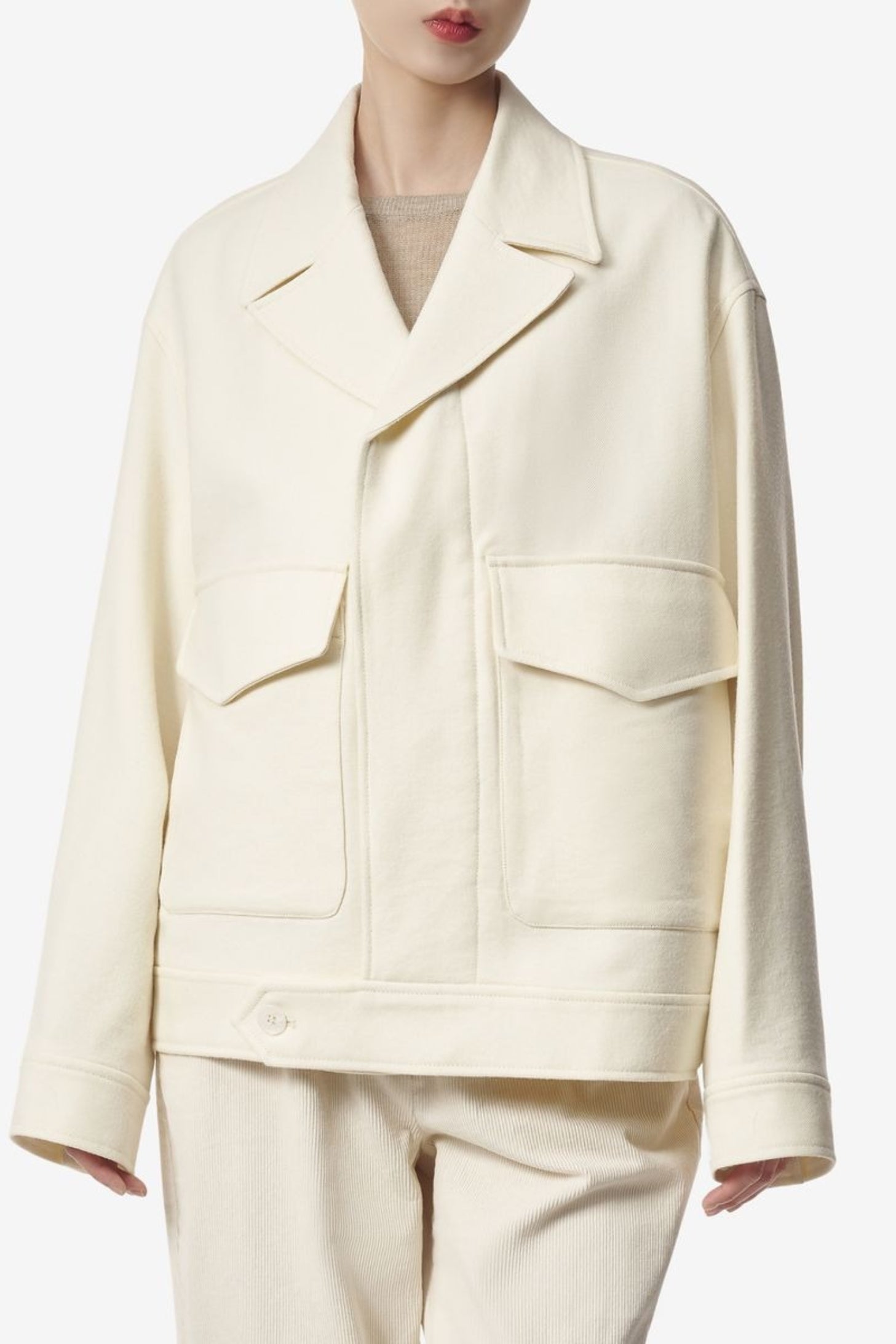 Veste oversize boutonnée en laine - Ivory