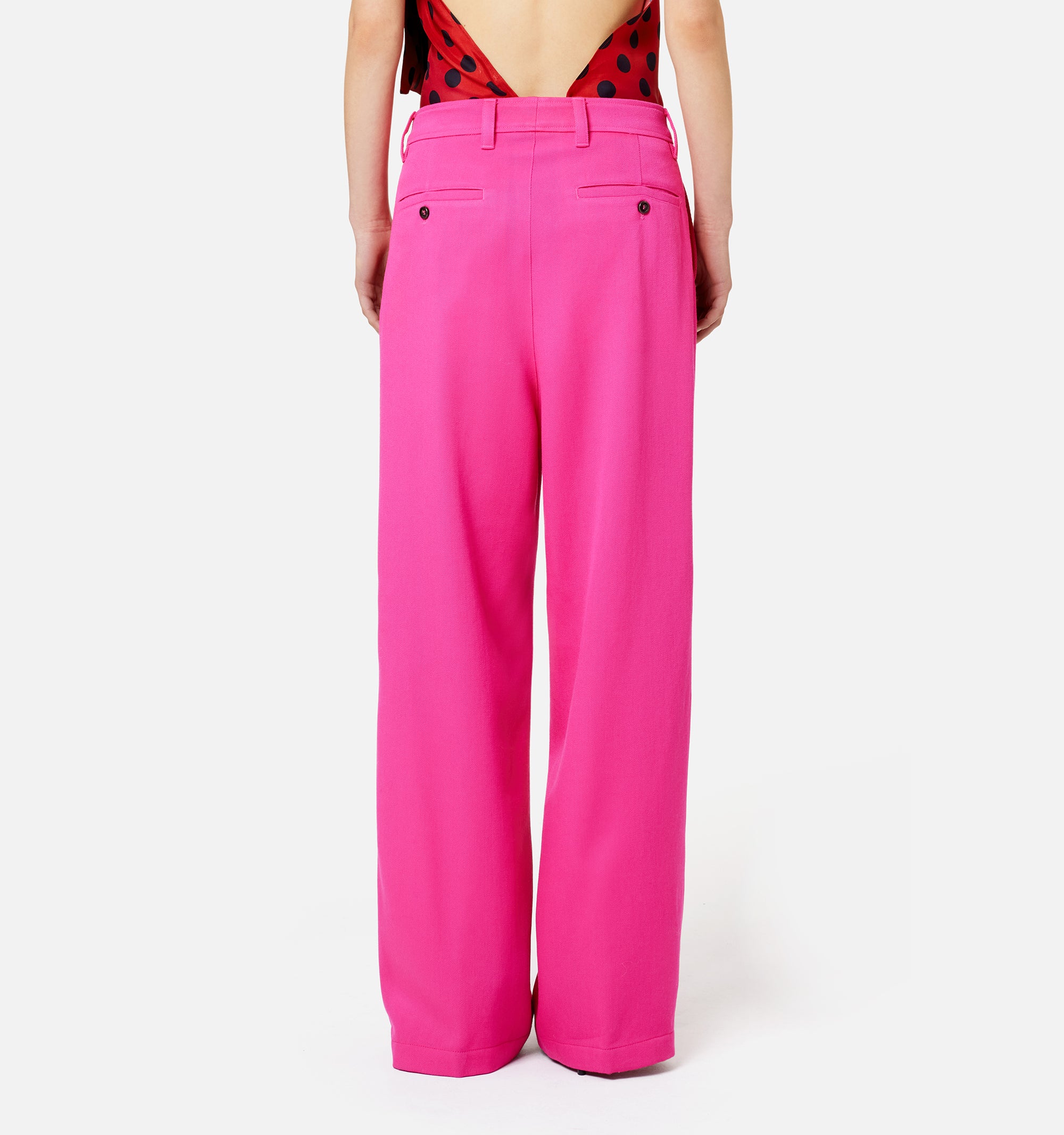 Pantalon large en laine - Fuchsia