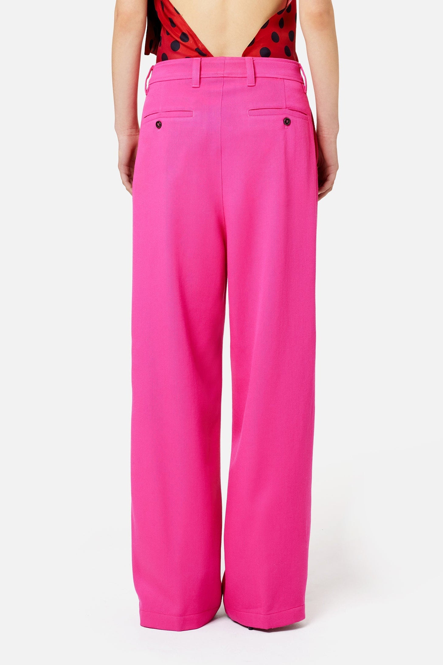 Pantalon large en laine - Fuchsia