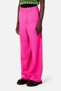 Pantalon large en laine - Fuchsia