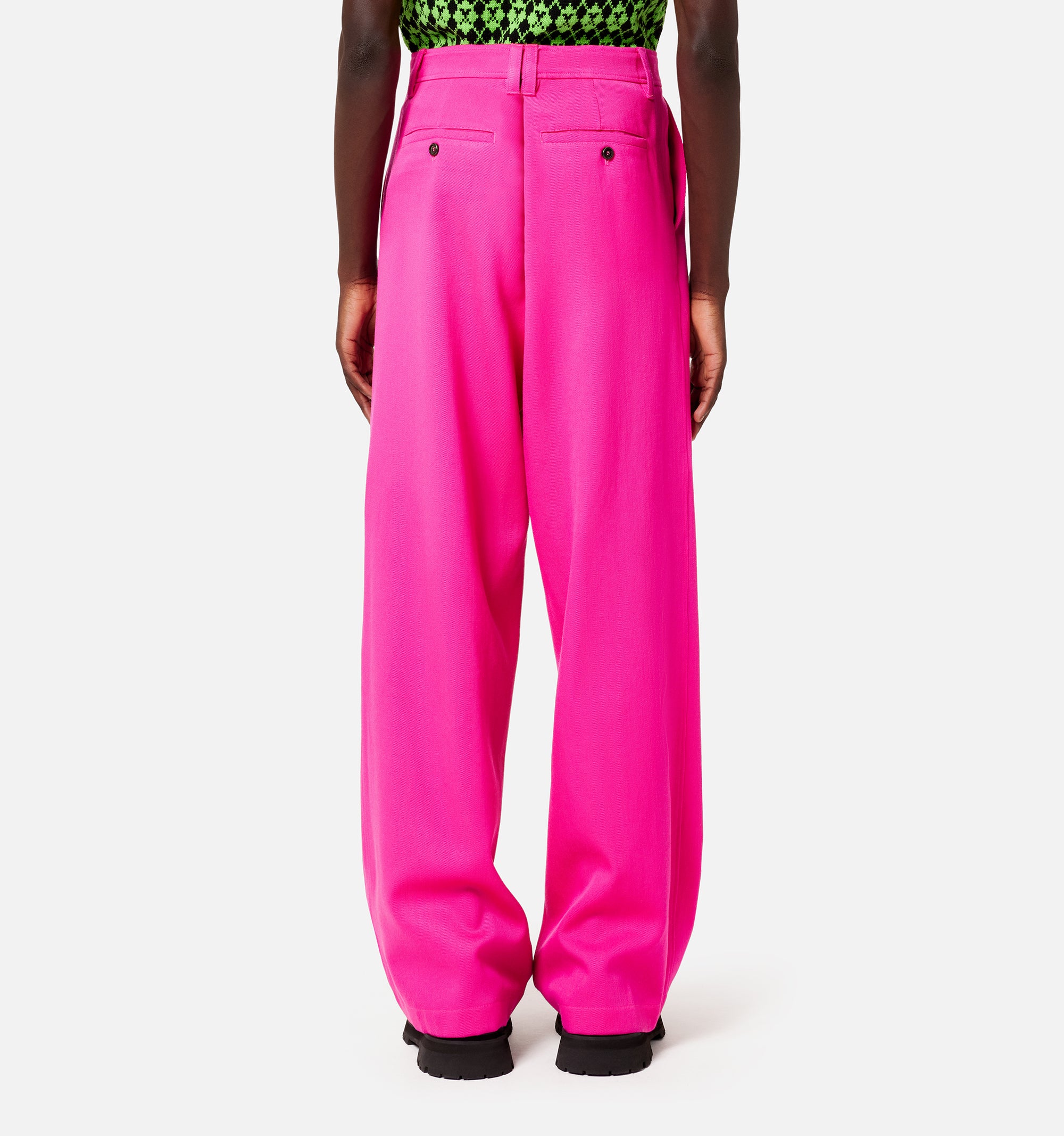 Pantalon large en laine - Fuchsia