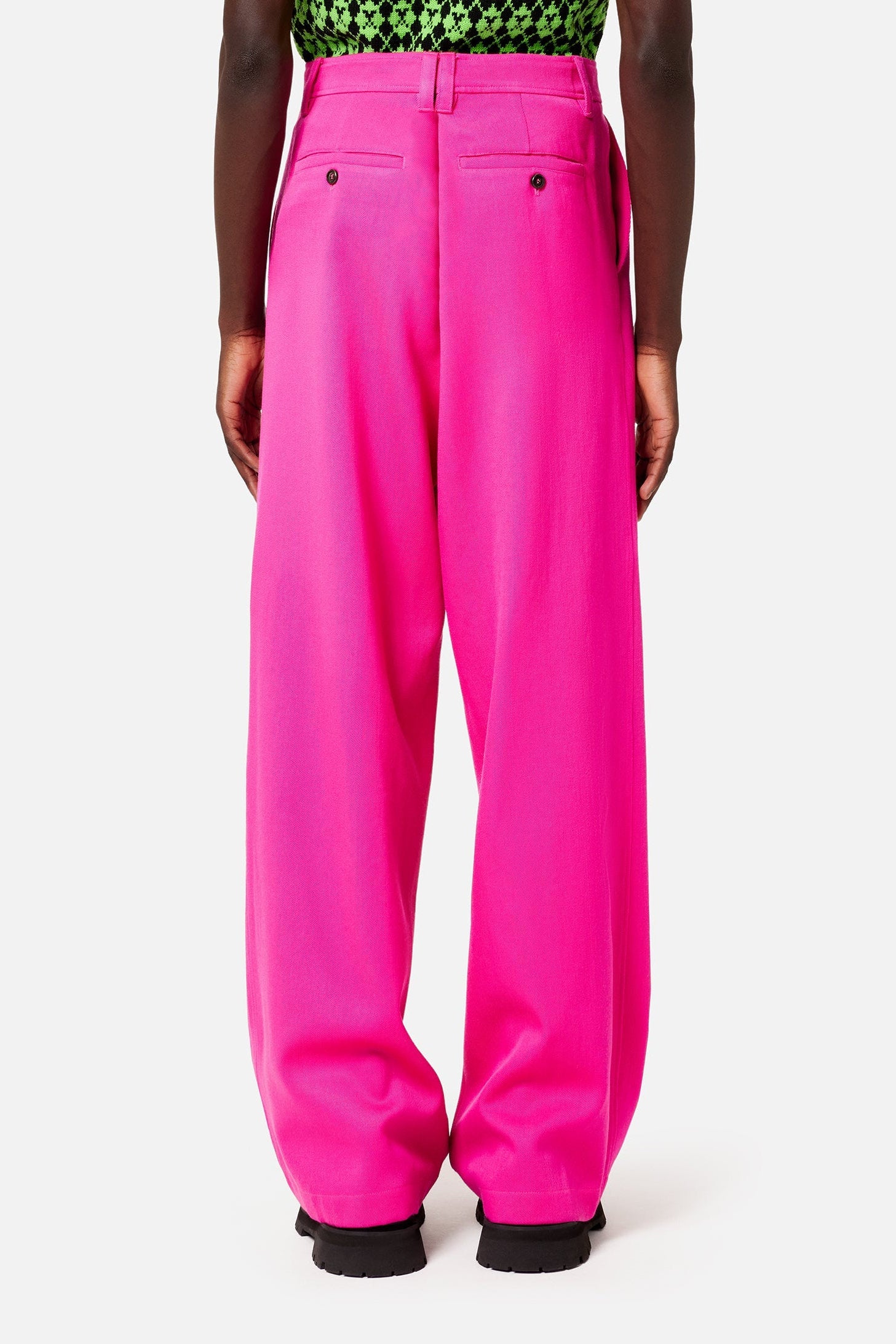 Pantalon large en laine - Fuchsia