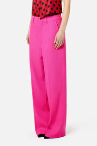 Pantalon large en laine - Fuchsia
