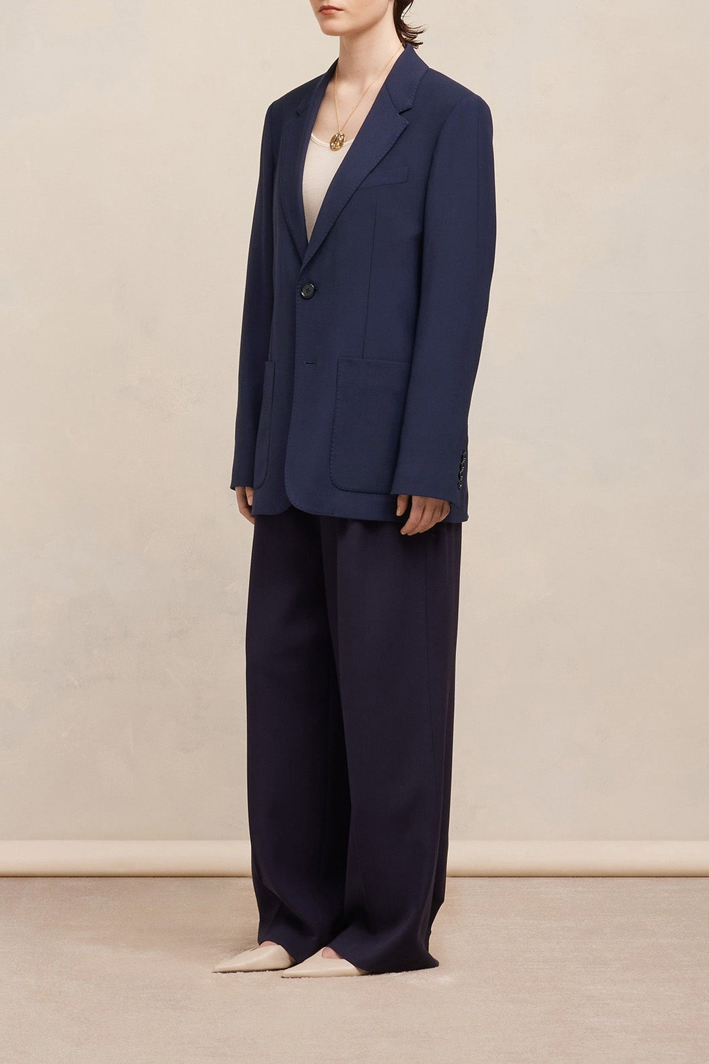 Blazer à boutons en laine mélangée - Night Blue