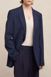 Blazer à boutons en laine mélangée - Night Blue