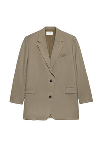 Blazer oversize à boutons en laine - Taupe