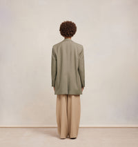 Blazer oversize à boutons en laine - Taupe