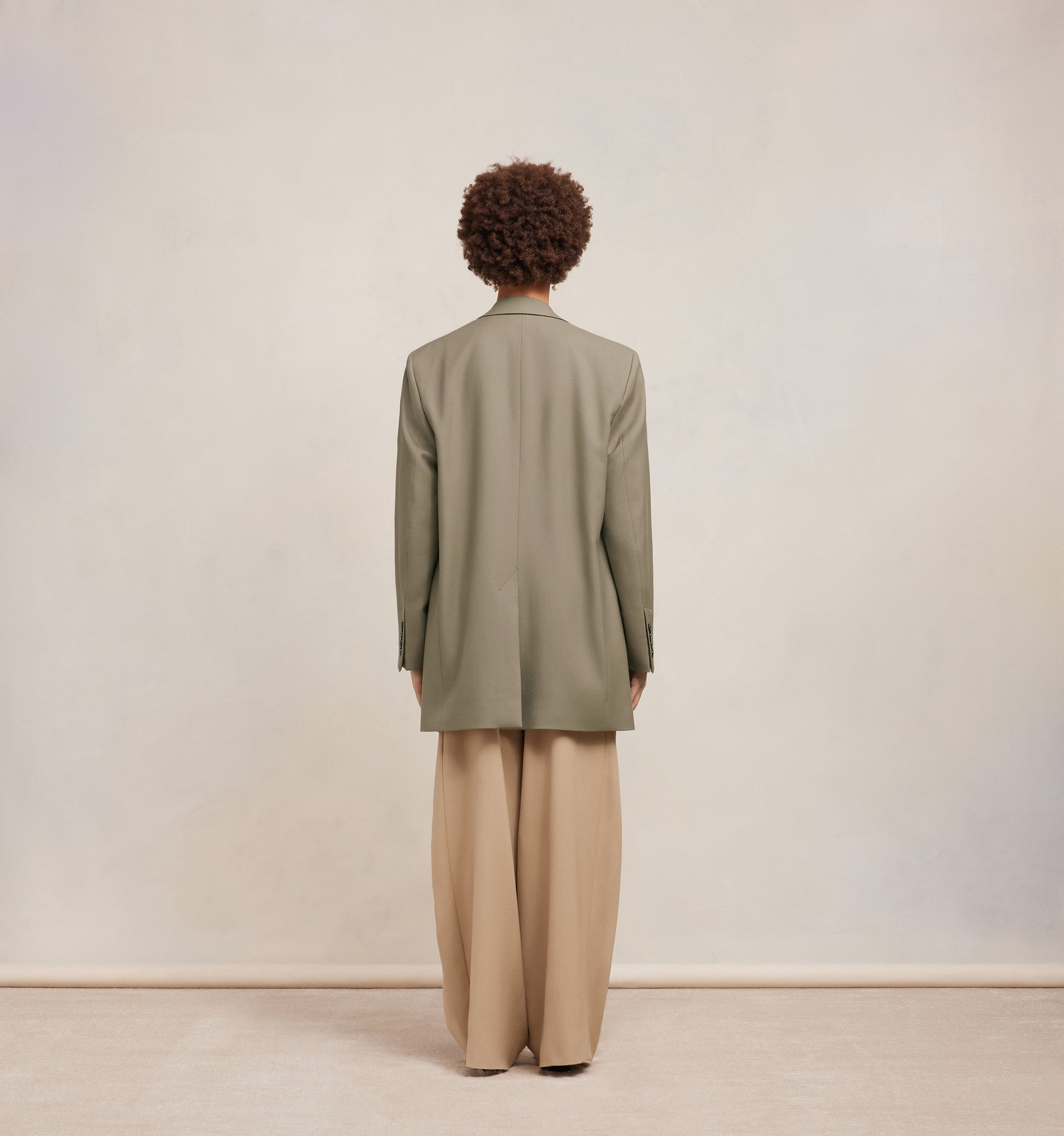 Blazer oversize à boutons en laine - Taupe
