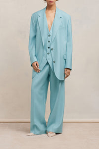 Blazer oversize à boutons en laine - Aquamarine