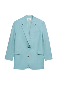 Blazer oversize à boutons en laine - Aquamarine
