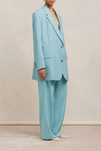 Blazer oversize à boutons en laine - Aquamarine