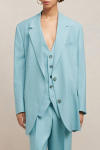 Blazer oversize à boutons en laine - Aquamarine