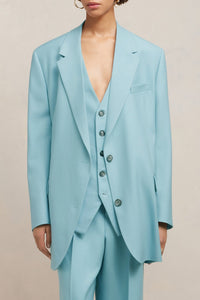 Blazer oversize à boutons en laine - Aquamarine