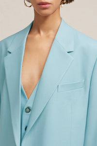Blazer oversize à boutons en laine - Aquamarine