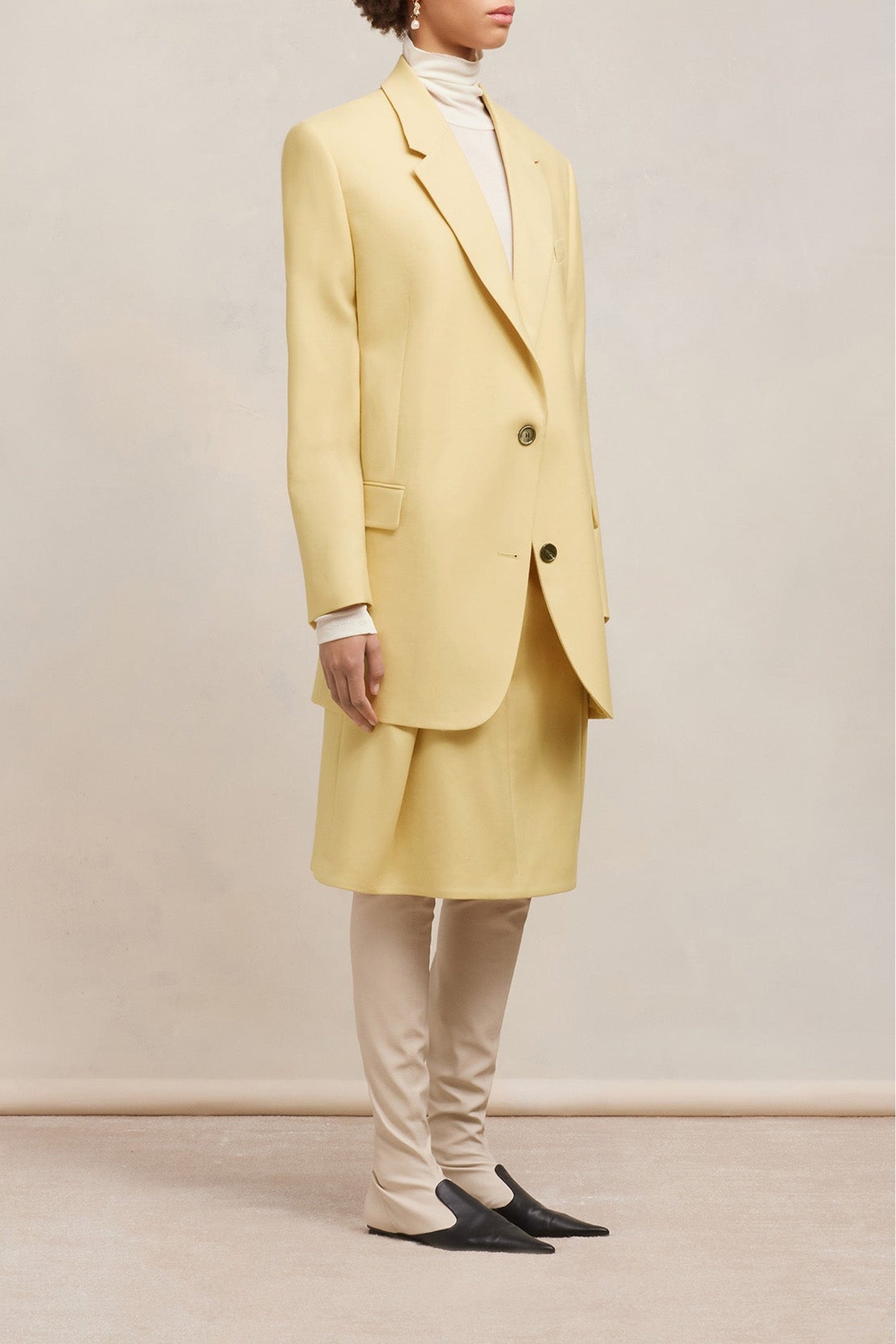 Blazer oversize à boutons en laine - Vanilla Cream