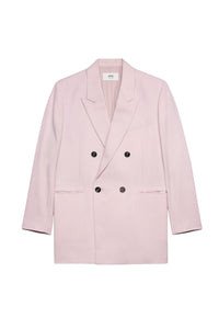 Blazer oversize croisé en laine - Nude Pink