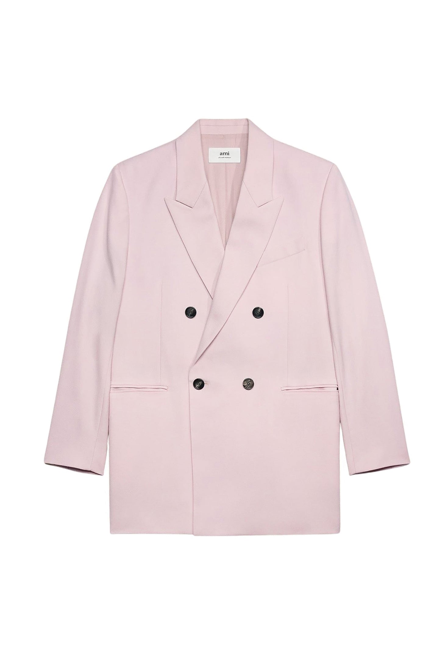 Blazer oversize croisé en laine - Nude Pink