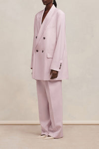 Blazer oversize croisé en laine - Nude Pink