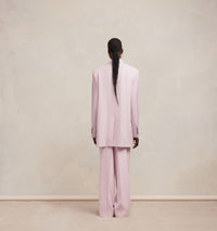 Blazer oversize croisé en laine - Nude Pink