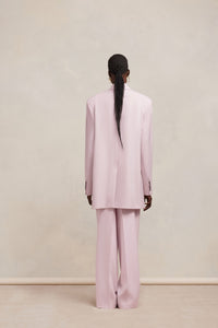 Blazer oversize croisé en laine - Nude Pink