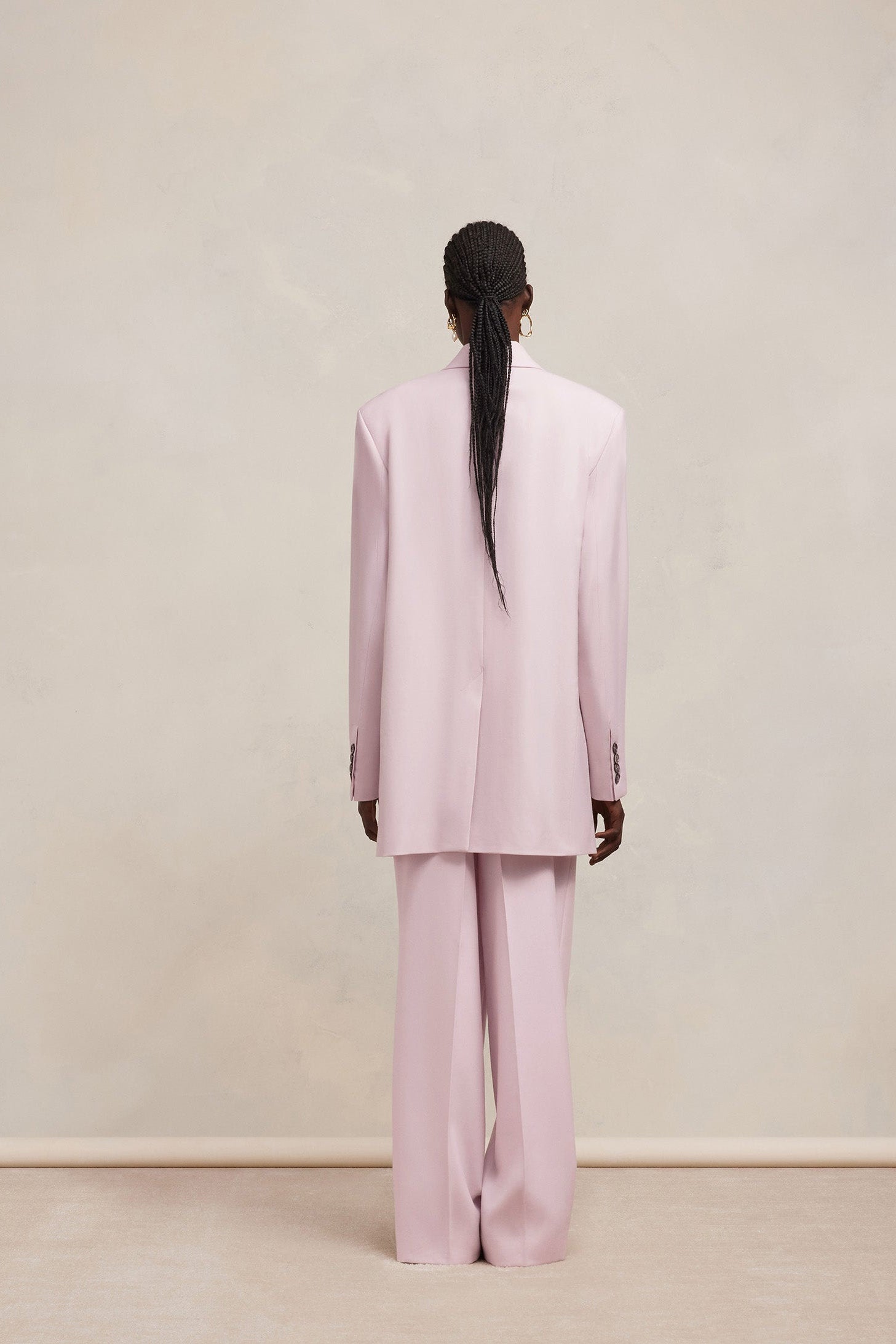 Blazer oversize croisé en laine - Nude Pink