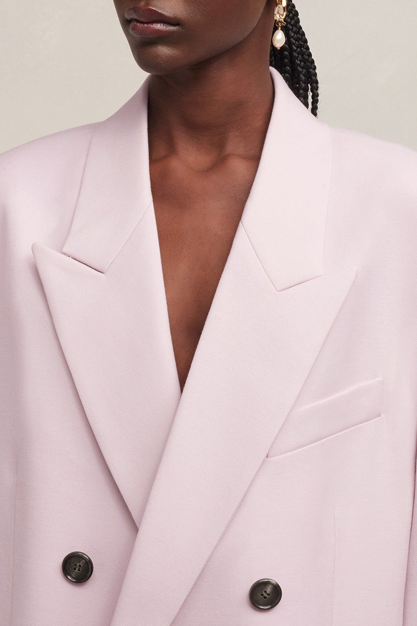 Blazer oversize croisé en laine - Nude Pink