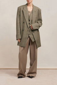 Blazer oversize croisé en laine - Champagne & Black