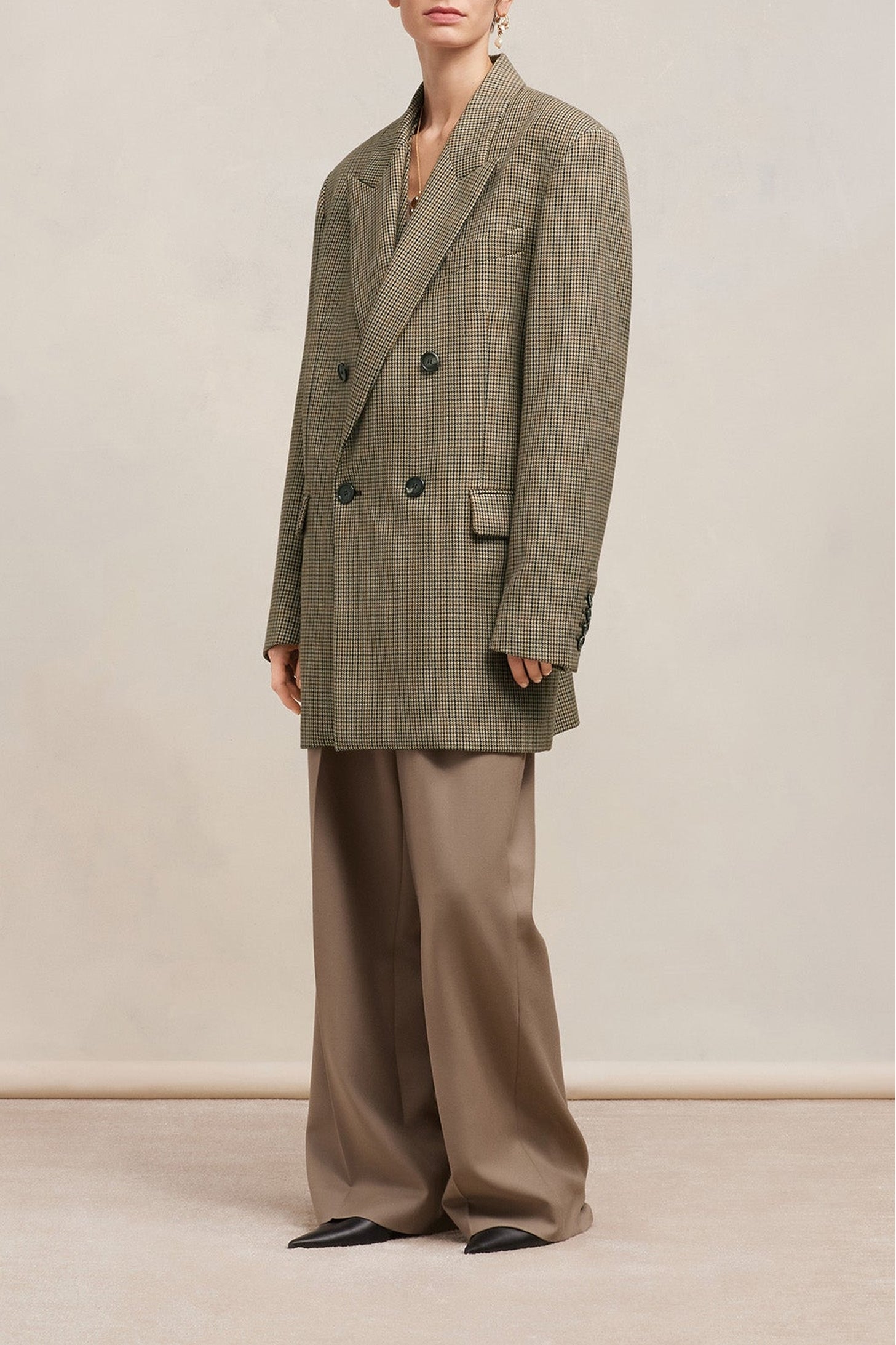 Blazer oversize croisé en laine - Champagne & Black