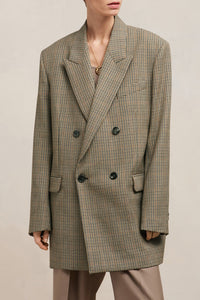Blazer oversize croisé en laine - Champagne & Black