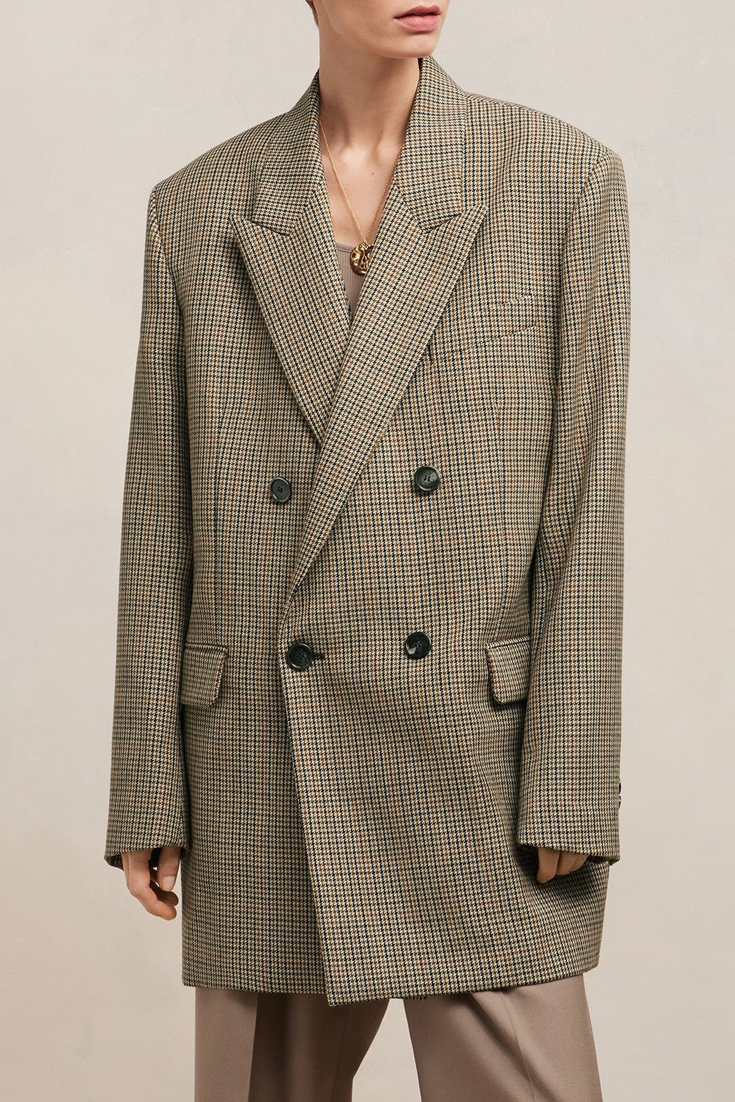 Blazer oversize croisé en laine - Champagne & Black