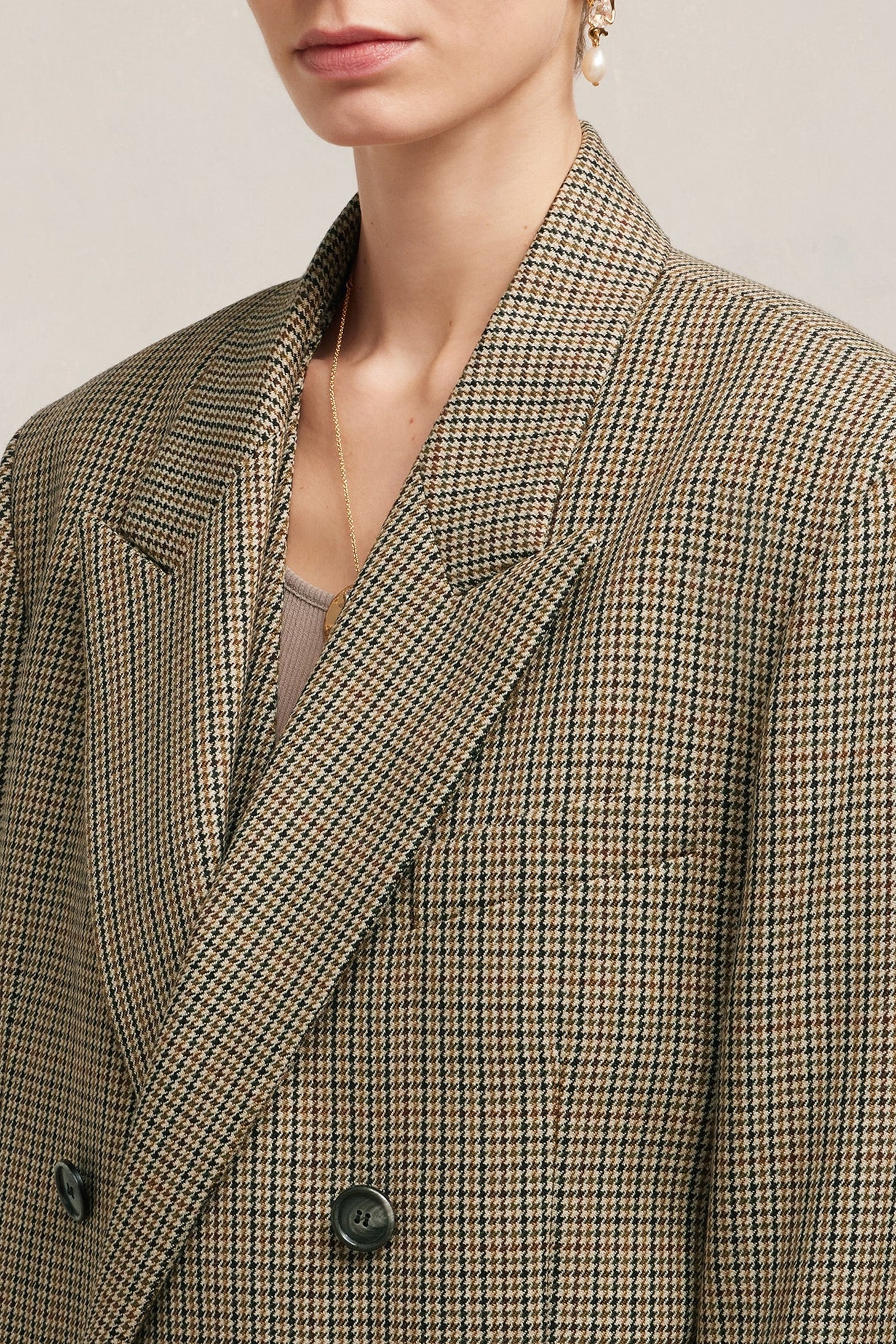 Blazer oversize croisé en laine - Champagne & Black