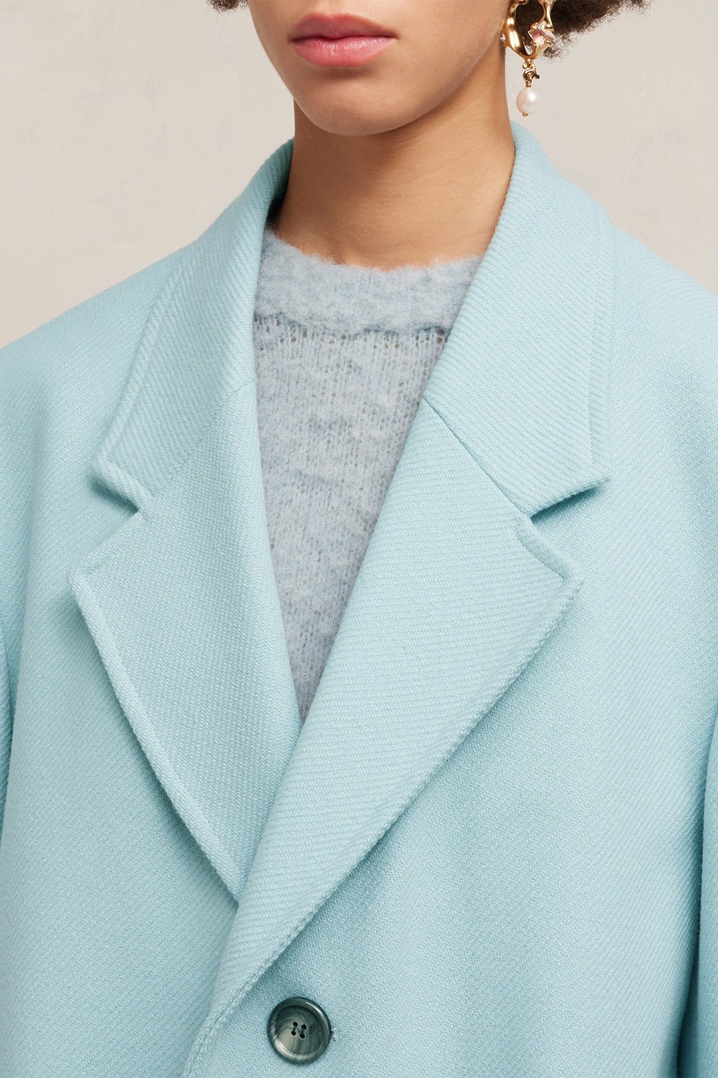 Manteau oversize à boutons en laine - Aquamarine