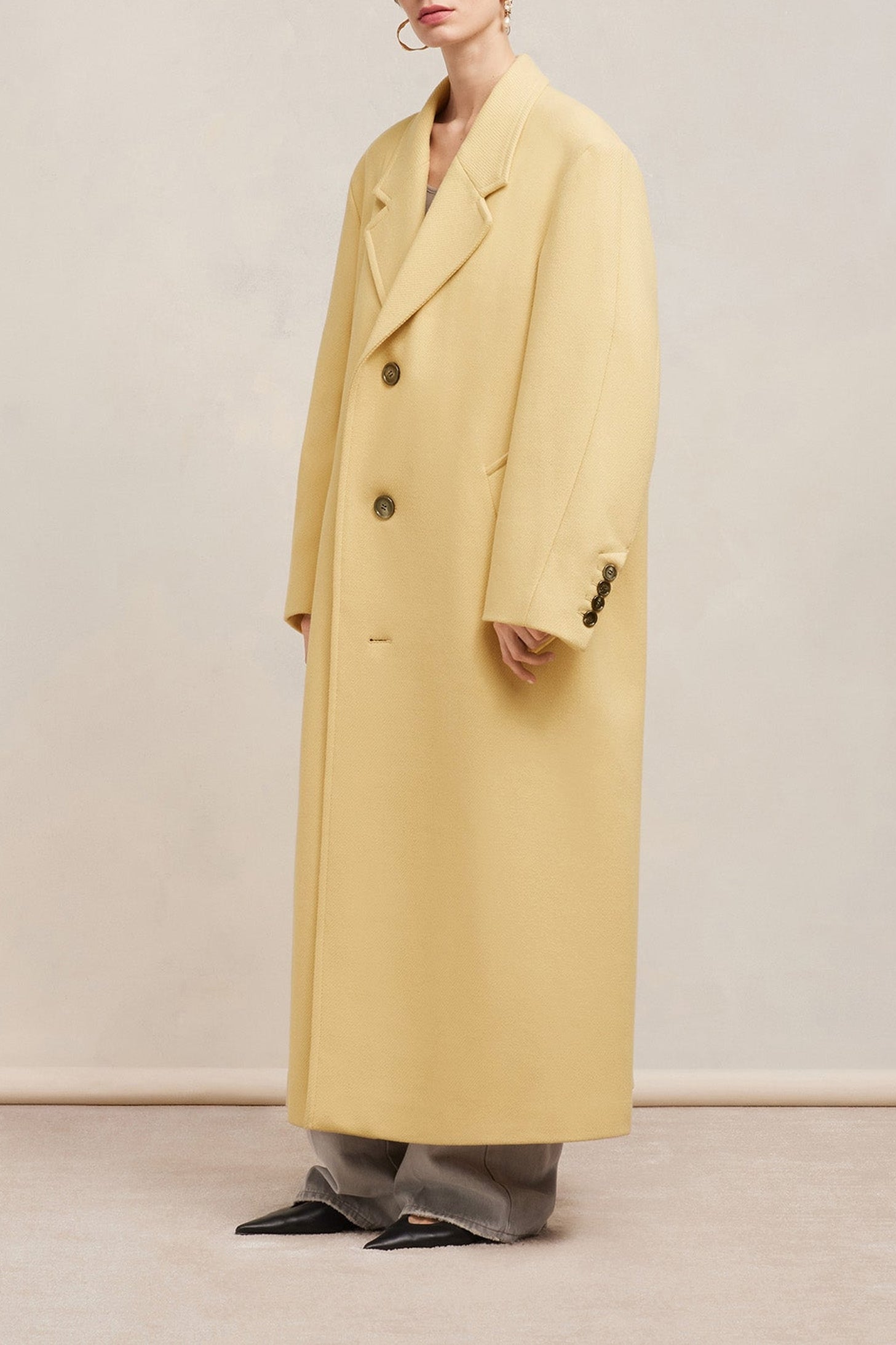 Manteau oversize à boutons en laine - Vanilla Cream