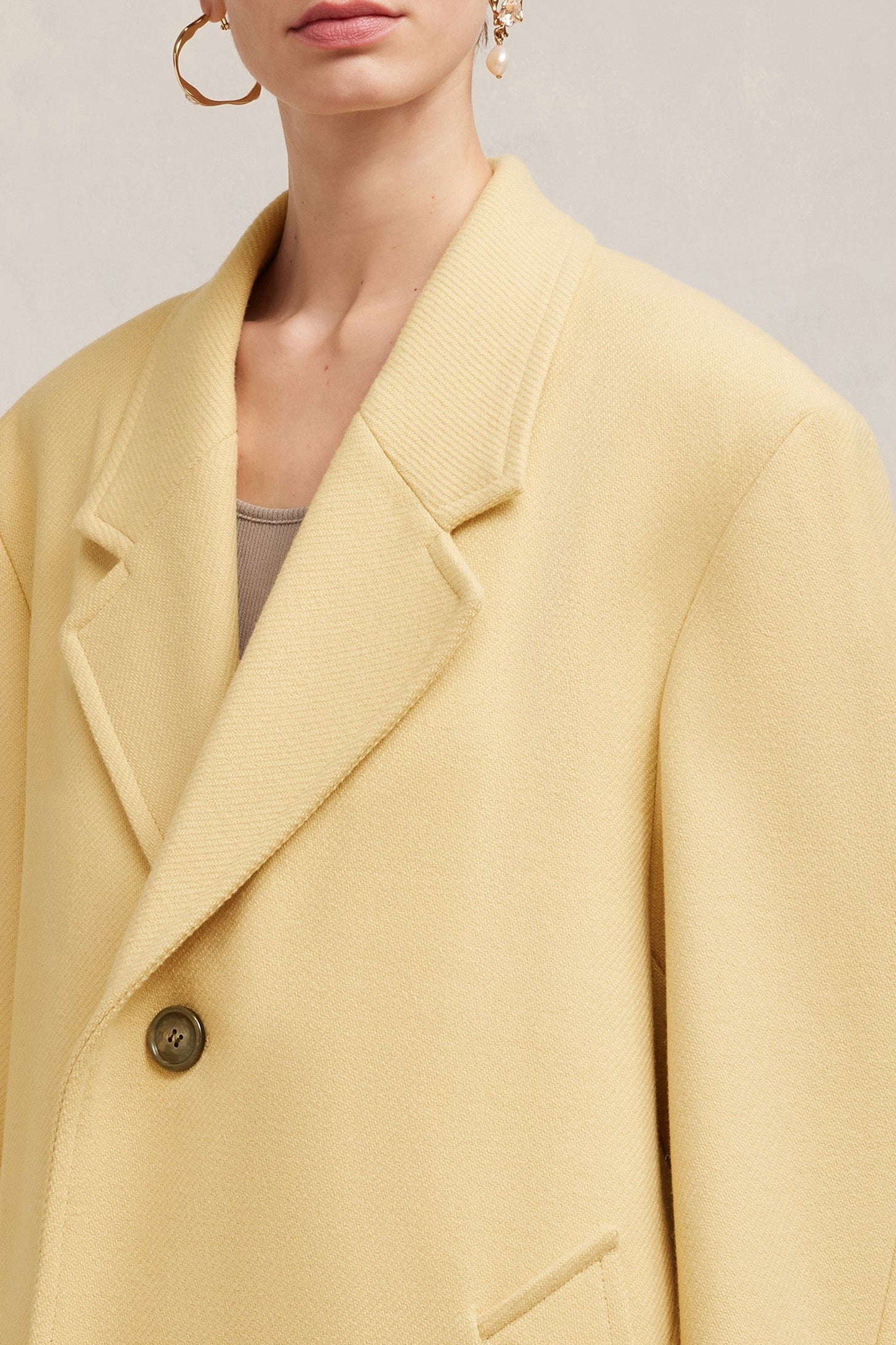 Manteau oversize à boutons en laine - Vanilla Cream