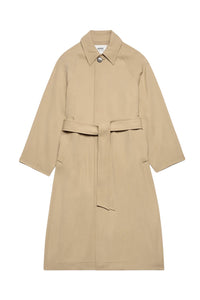 Manteau long ceinturé en laine mélangée - Champagne