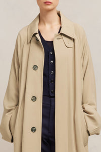 Manteau long ceinturé en laine mélangée - Champagne
